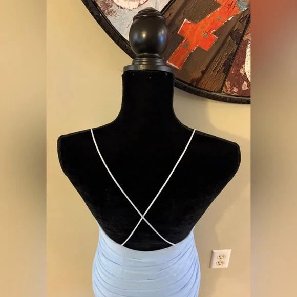 ✨✨Light Blue Ruched Mini Dress - Picture 4 of 5